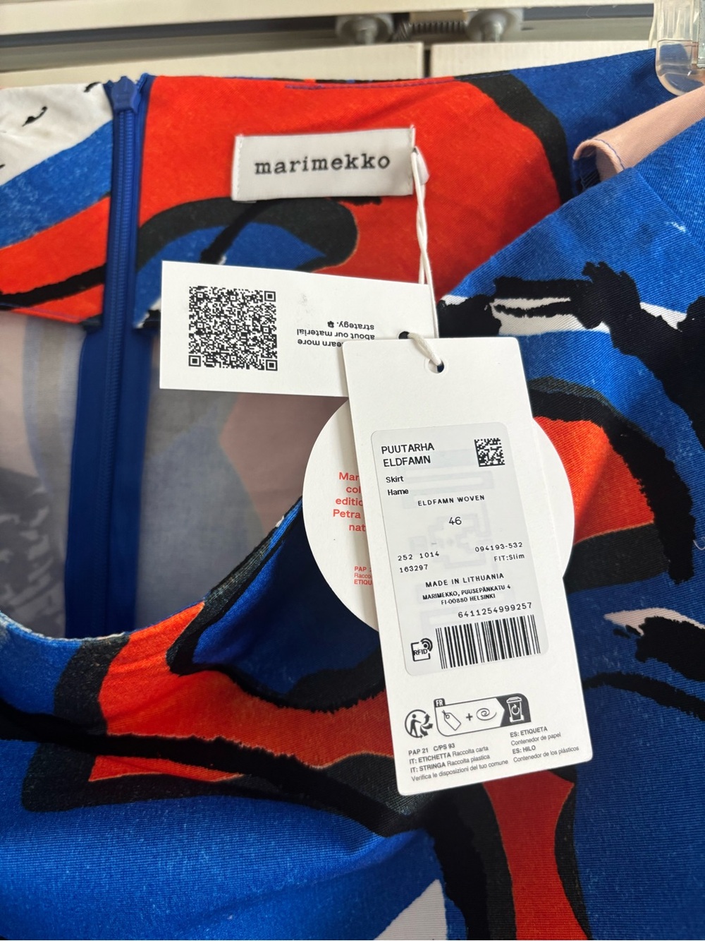 Marimekko Puutarha Eldfamn Cotton Skirt Size 46 New - Picture 5 of 8